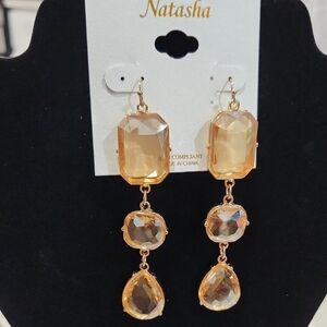 🧡🔹️Natasha 🔹️Couture Amber Gold Dangle Earrings